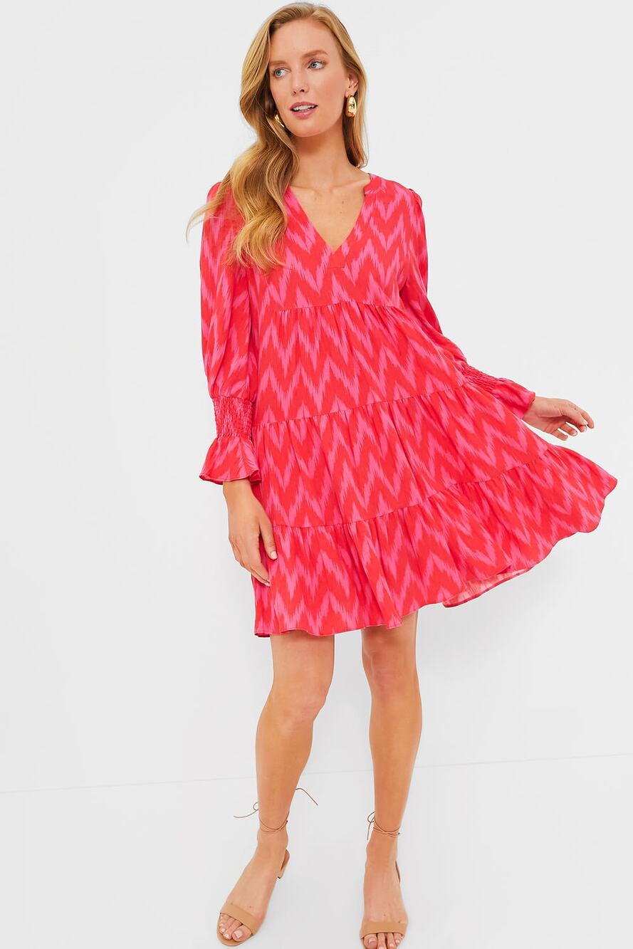 NWT Pomander Place Tuckernuck Hot Pink Ikat Kenzo Dress L
